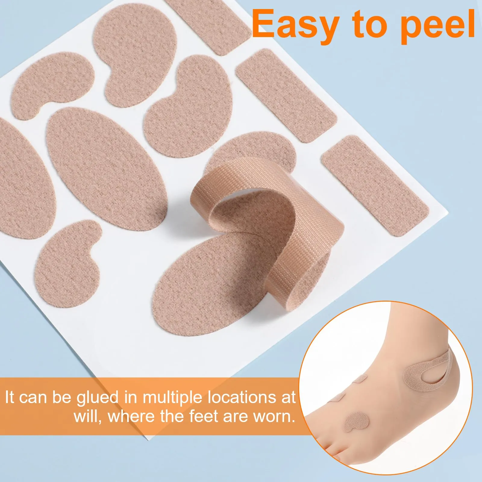 12 Sheets 11 Shape Moleskin Blister Plaster Heel Moleskine Pads Multi-Shaped Moleskine Patches for Heel Shoe Insoles Mole Skin Patch for Feet