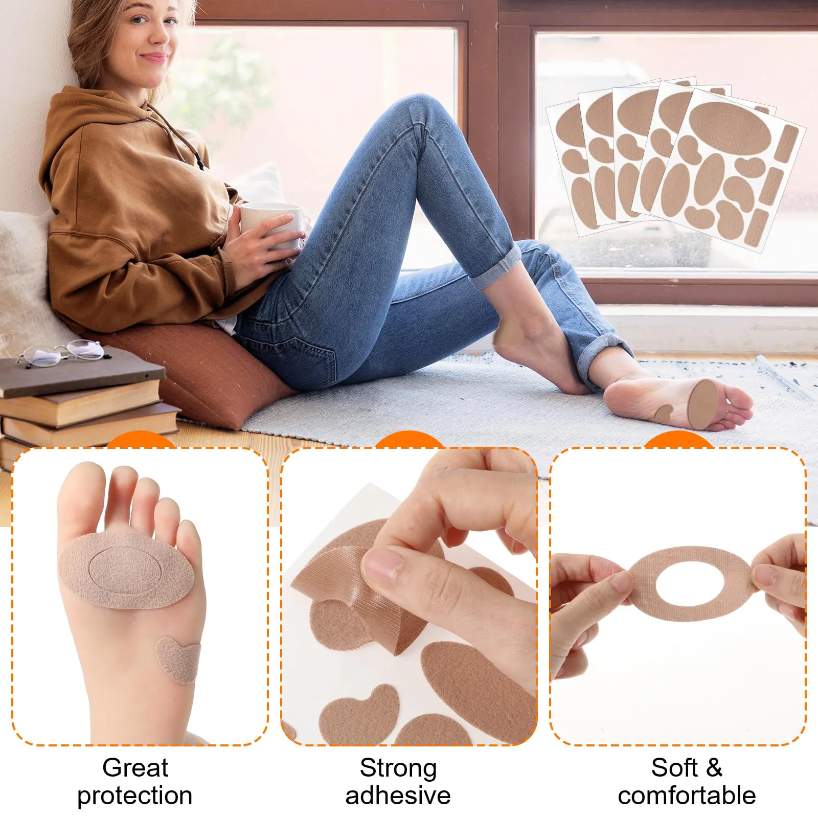 12 Sheets 11 Shape Moleskin Blister Plaster Heel Moleskine Pads Multi-Shaped Moleskine Patches for Heel Shoe Insoles Mole Skin Patch for Feet