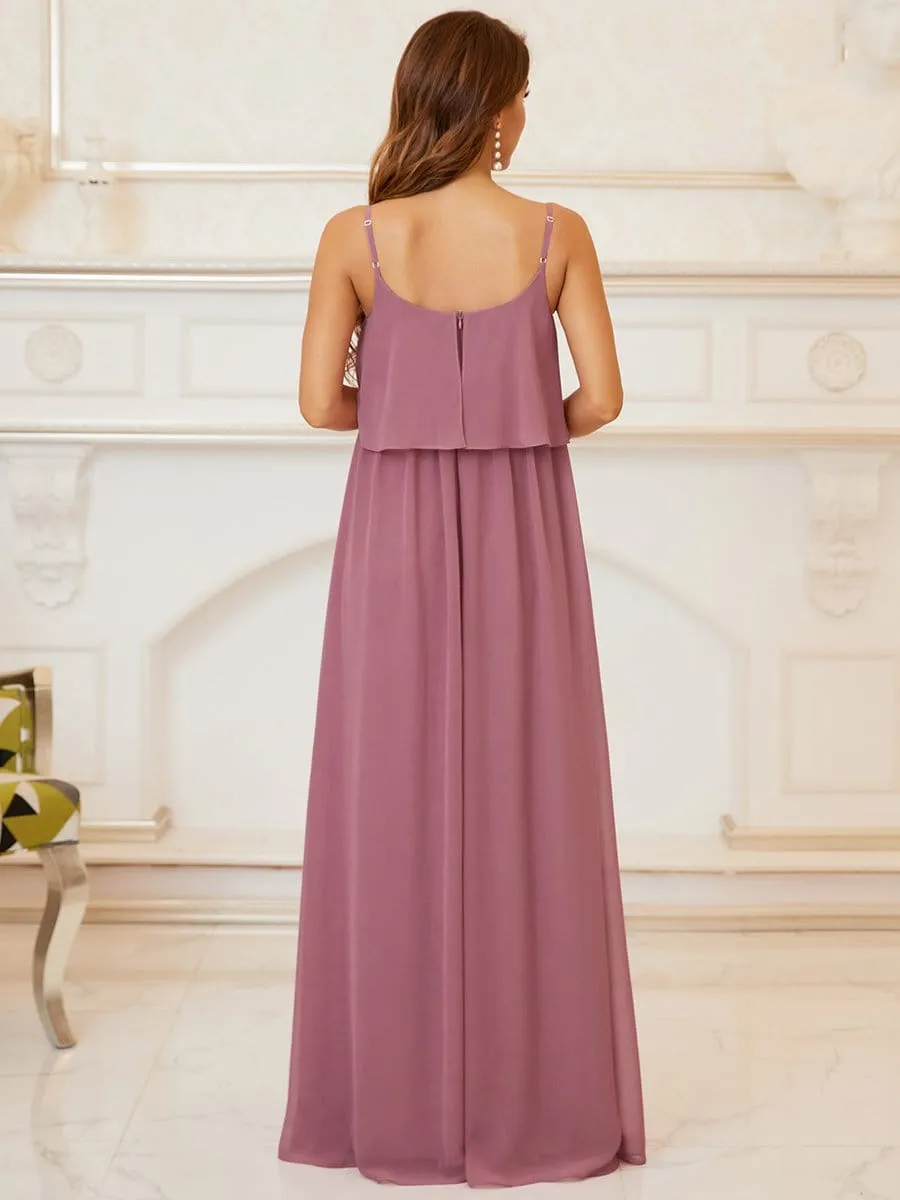 A-Line Spaghetti Straps Pleated Maternity Dress