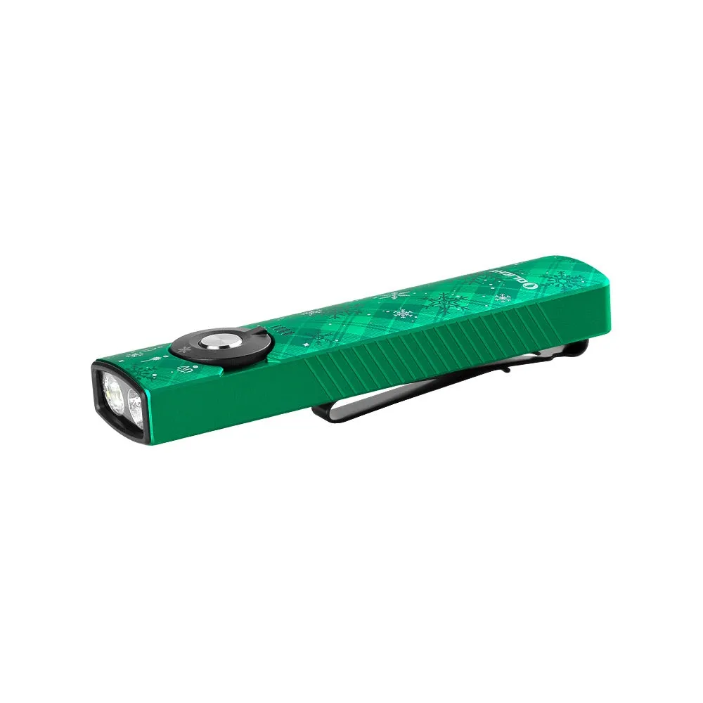 Arkfeld Pro 1300 Lumen Rechargeable Flat EDC Flashlight with LED Light, UV and Laser - Snowflake Green Limited Edition