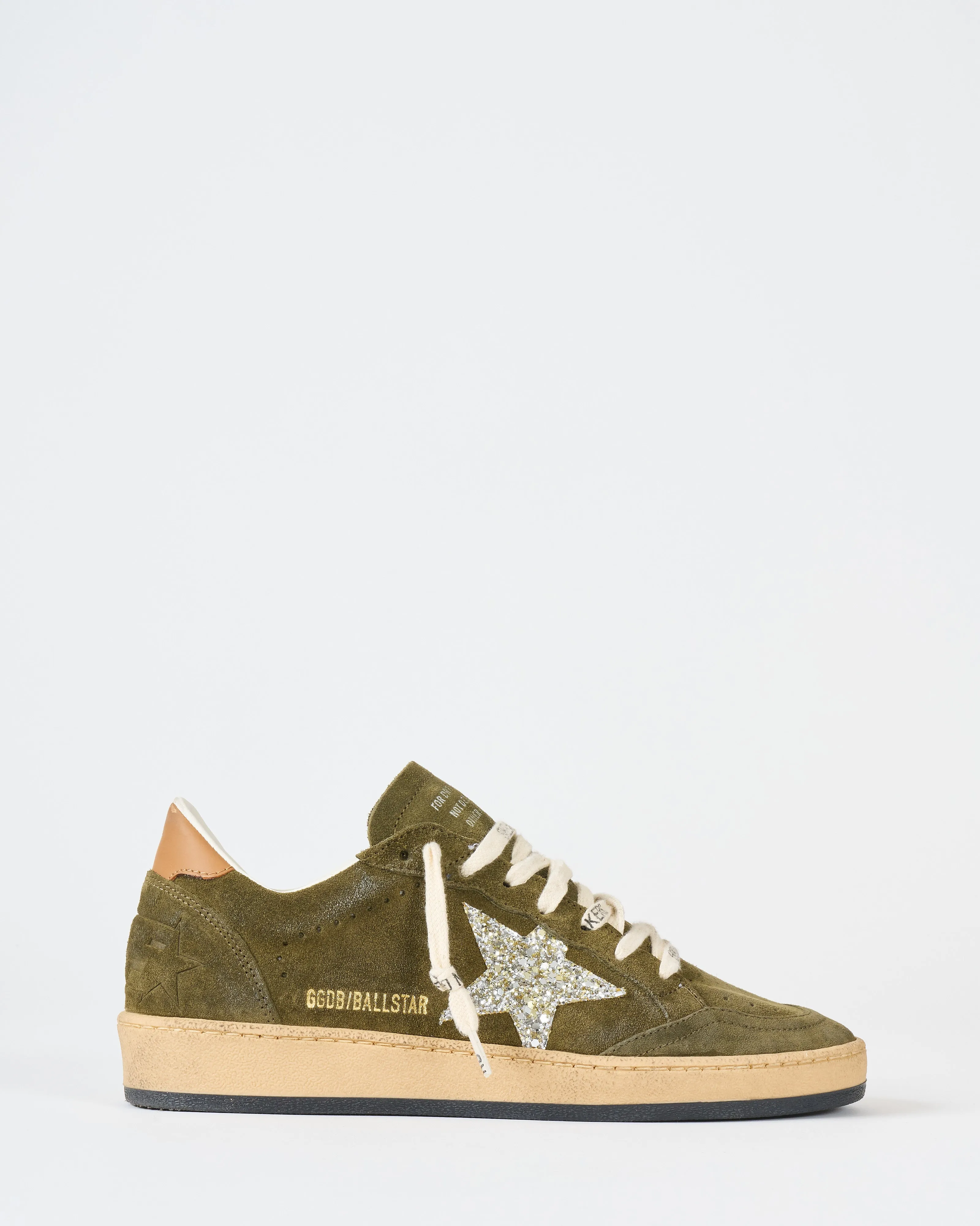 ball star suede upper toe and spur glitter star leather heel