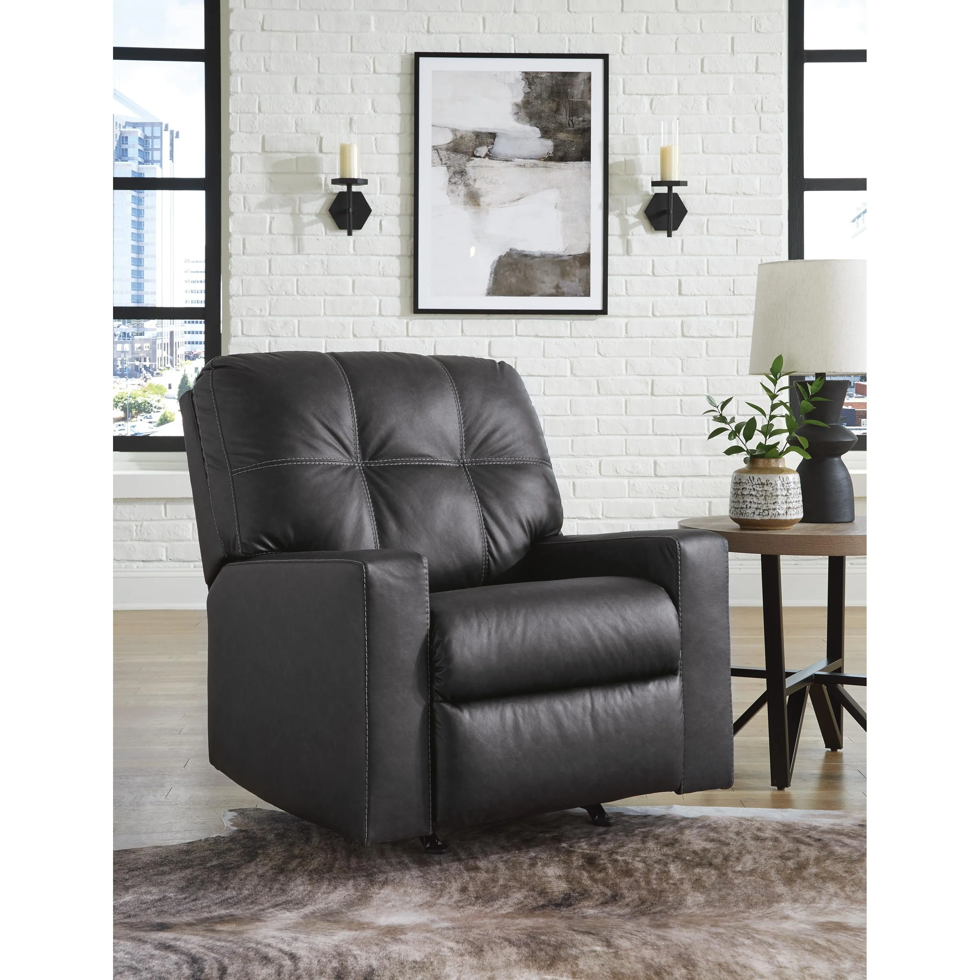 Benchcraft Barlin Mills Rocker Leather Look Recliner 1700425