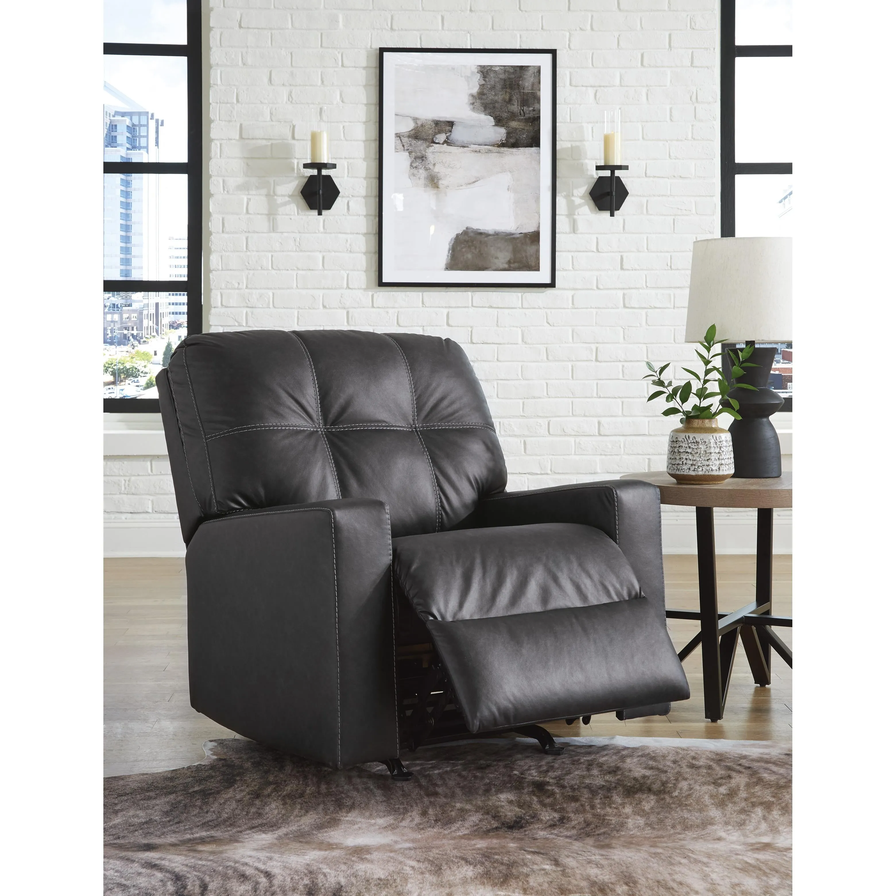 Benchcraft Barlin Mills Rocker Leather Look Recliner 1700425