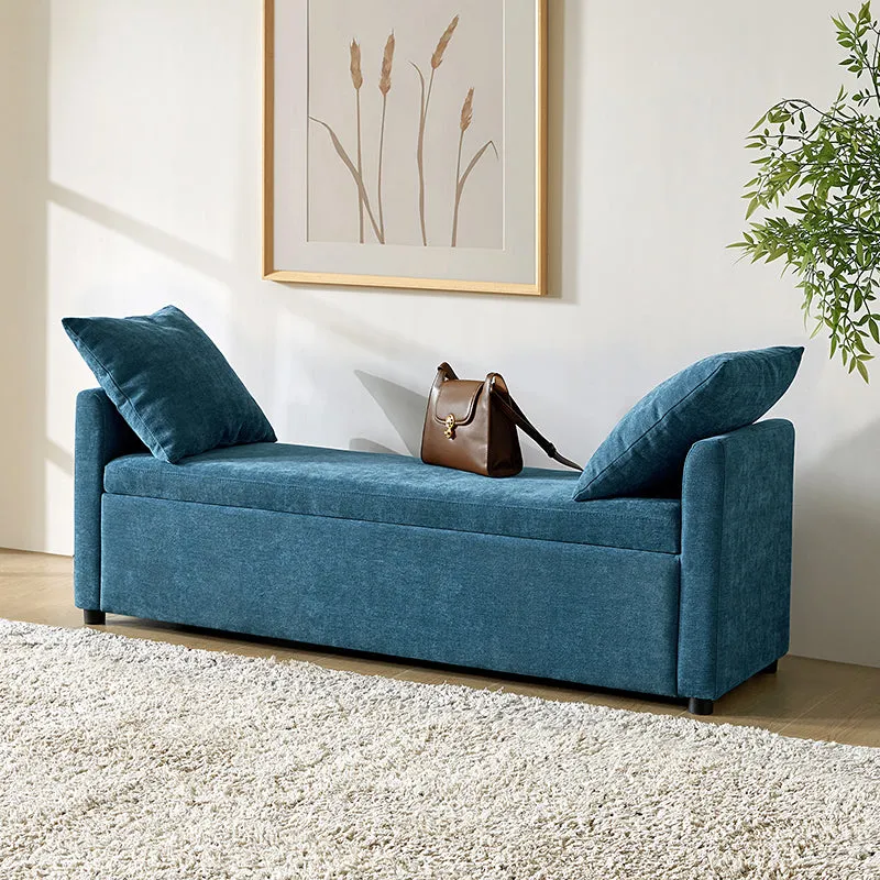 Benito 59.4" Wide End Of Bed Storage Couch Bench With Two Throw Pillows