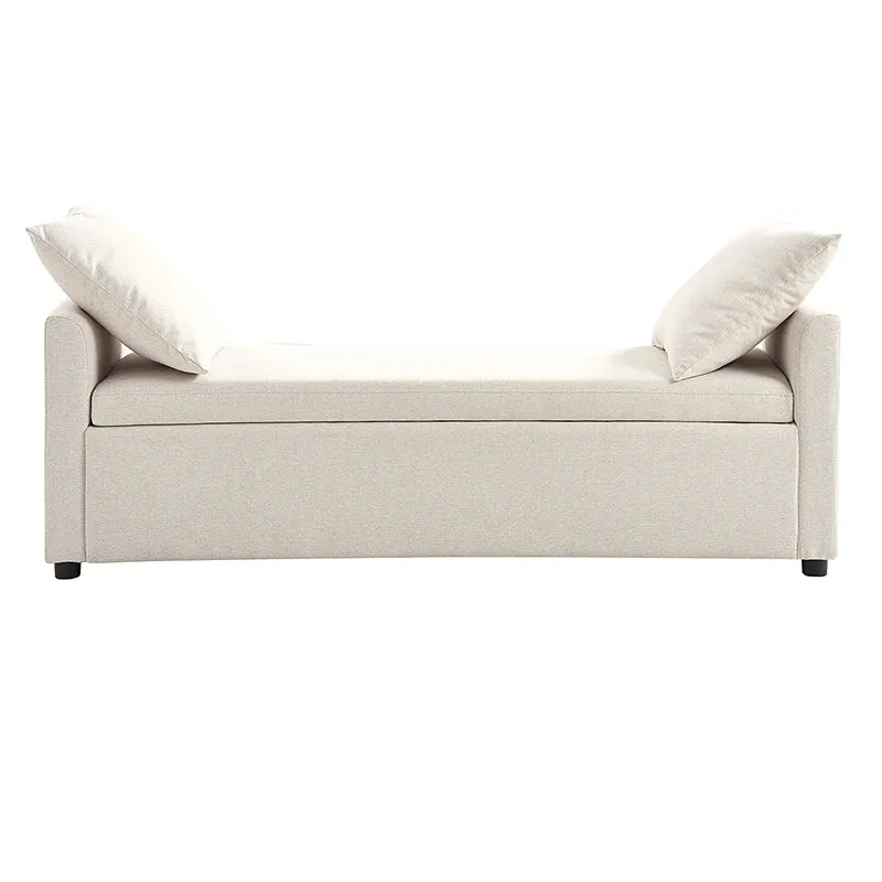 Benito 59.4" Wide End Of Bed Storage Couch Bench With Two Throw Pillows
