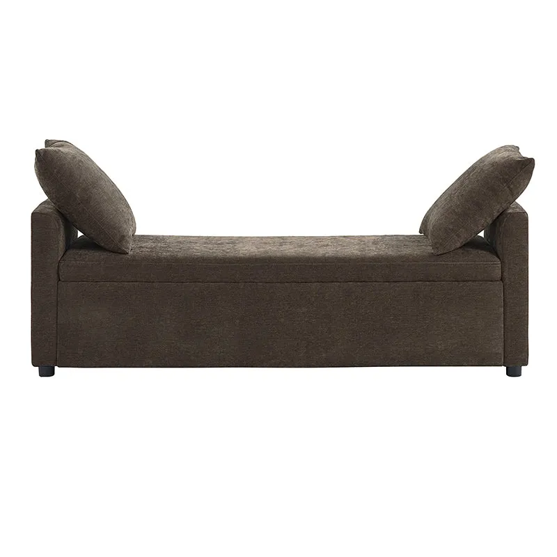 Benito 59.4" Wide End Of Bed Storage Couch Bench With Two Throw Pillows