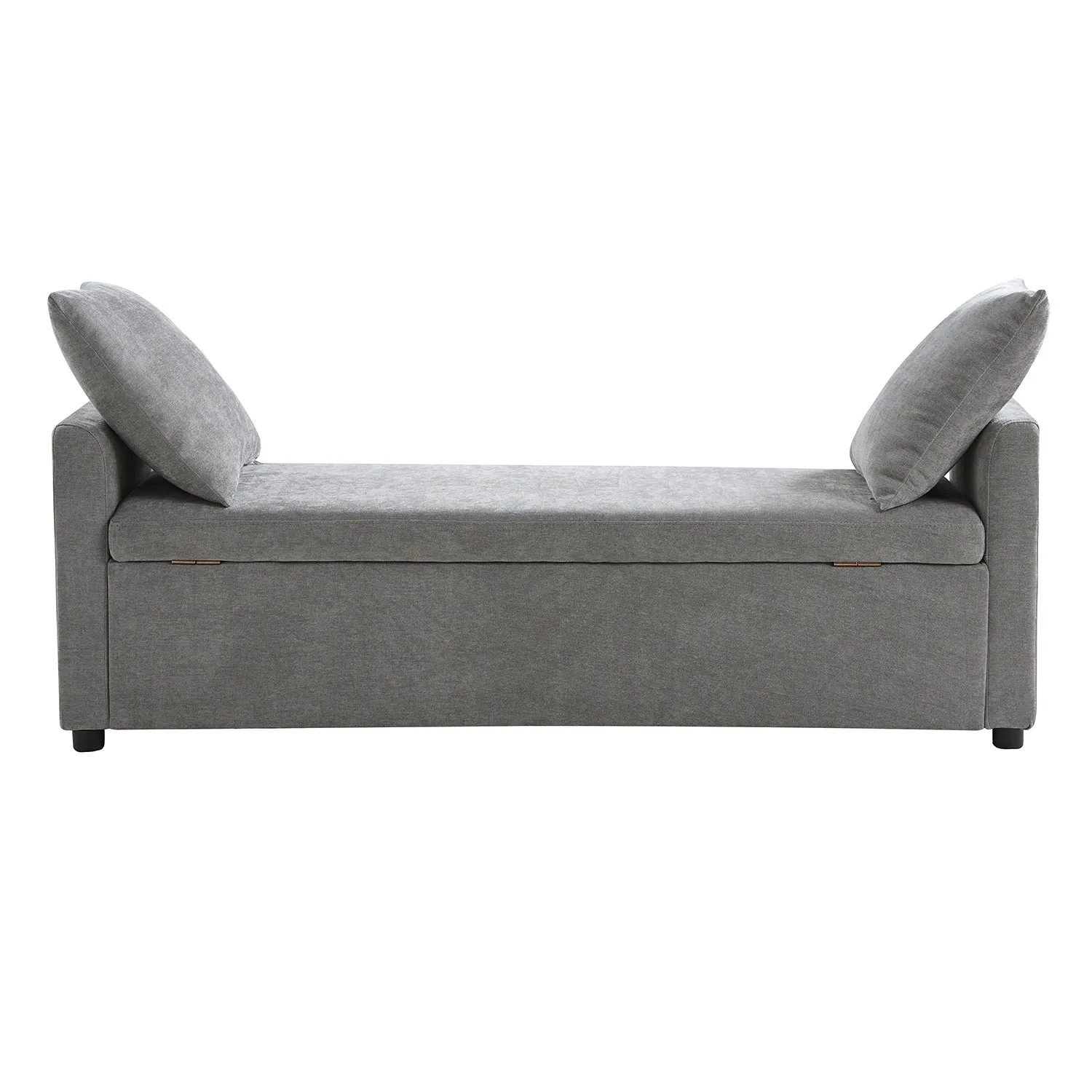 Benito 59.4" Wide End Of Bed Storage Couch Bench With Two Throw Pillows