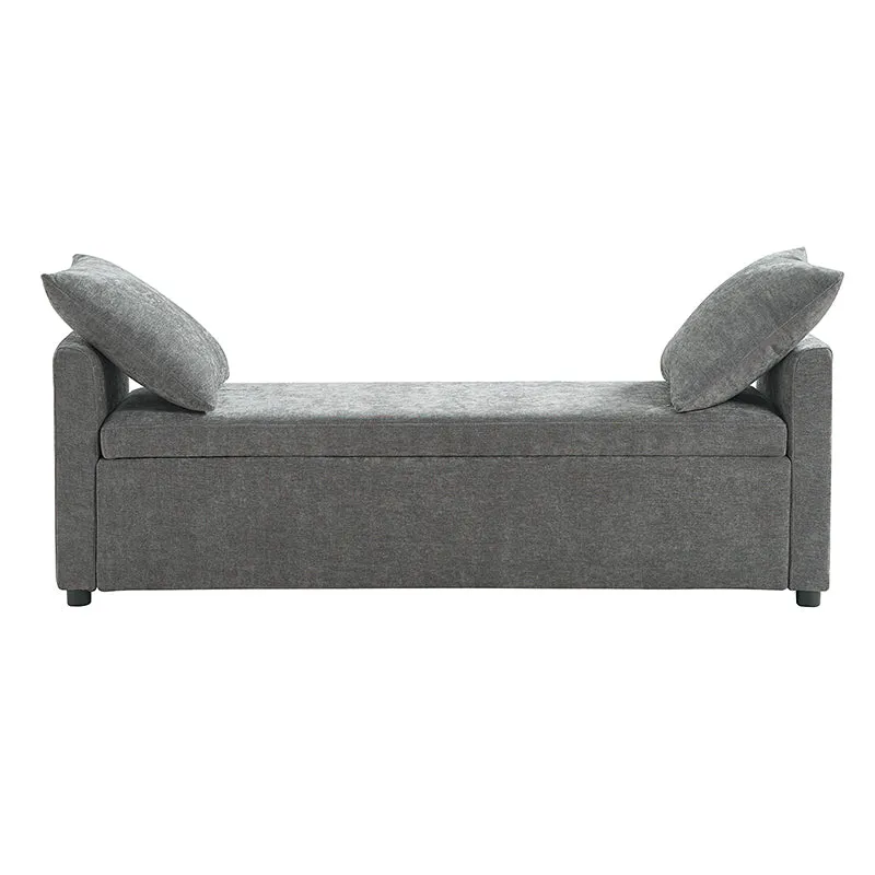 Benito 59.4" Wide End Of Bed Storage Couch Bench With Two Throw Pillows