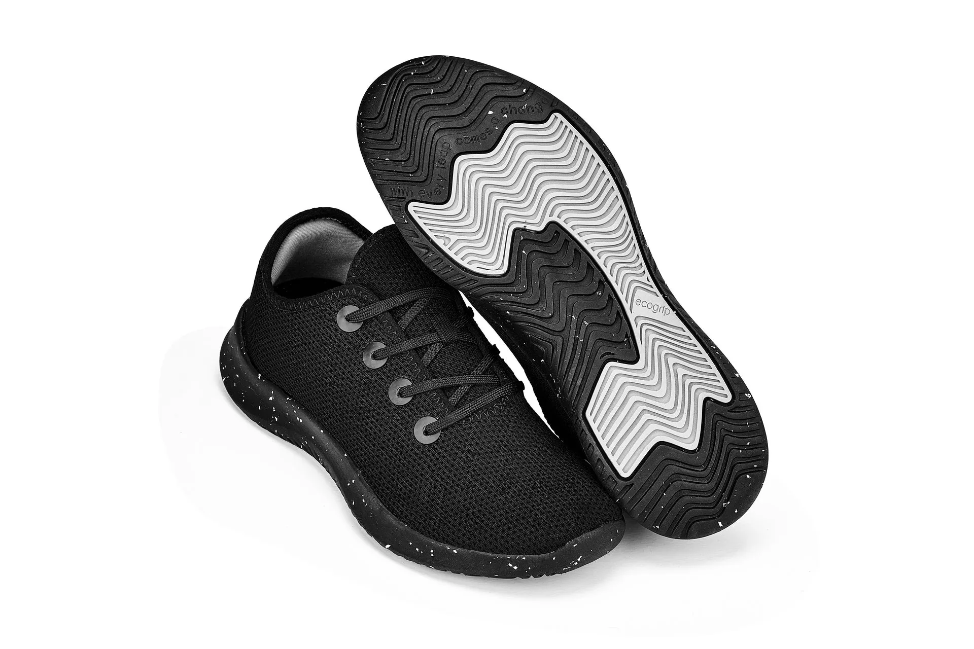 CALTO - Q400 - 2.4 Inches Taller (Black/Noire & Speckle Sole) - Ultra Lightweight Knitted Sneakers