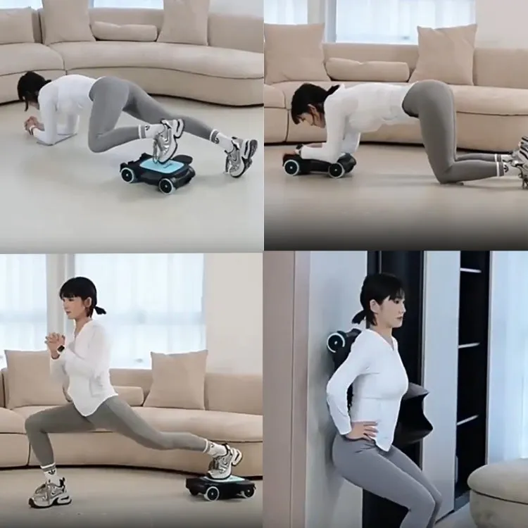 CHANGFENG Four-wheel Abdominal Roller With Elbow Support & Phone Bracket Fitness Equipment(Blue)