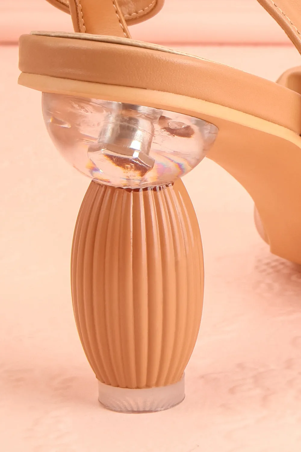 Derella Beige | Faux Leather Heeled Sandals