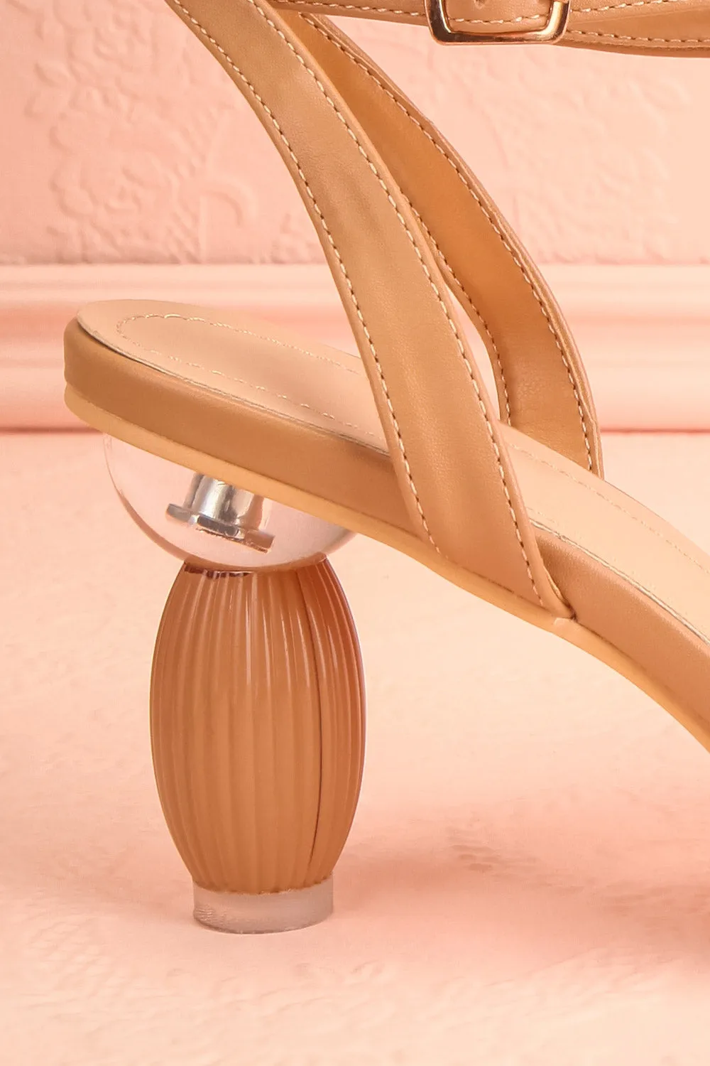 Derella Beige | Faux Leather Heeled Sandals