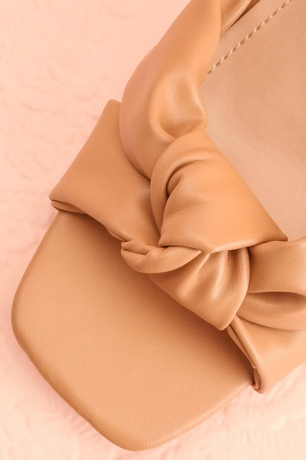 Derella Beige | Faux Leather Heeled Sandals
