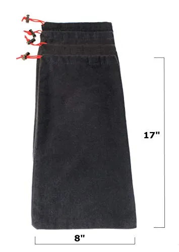 Earthwise Shoe Storage Bags 100% Cotton with Drawstring For Men and Women Perfect for Travel MADE IN THE USA 17" X 8" Machine Washable Black (Set of 4)