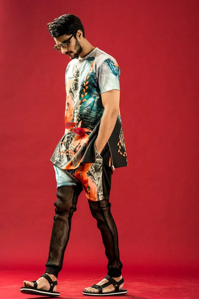 Fish Skeleton Print Long T-Shirt