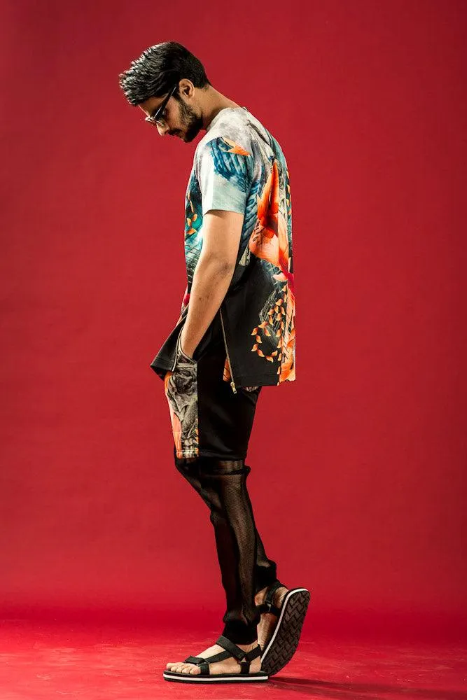 Fish Skeleton Print Long T-Shirt