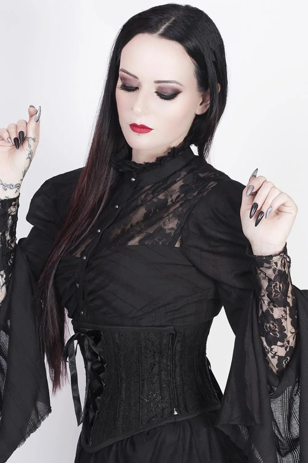 Franco Underbust Black Corset with Lace Overlay