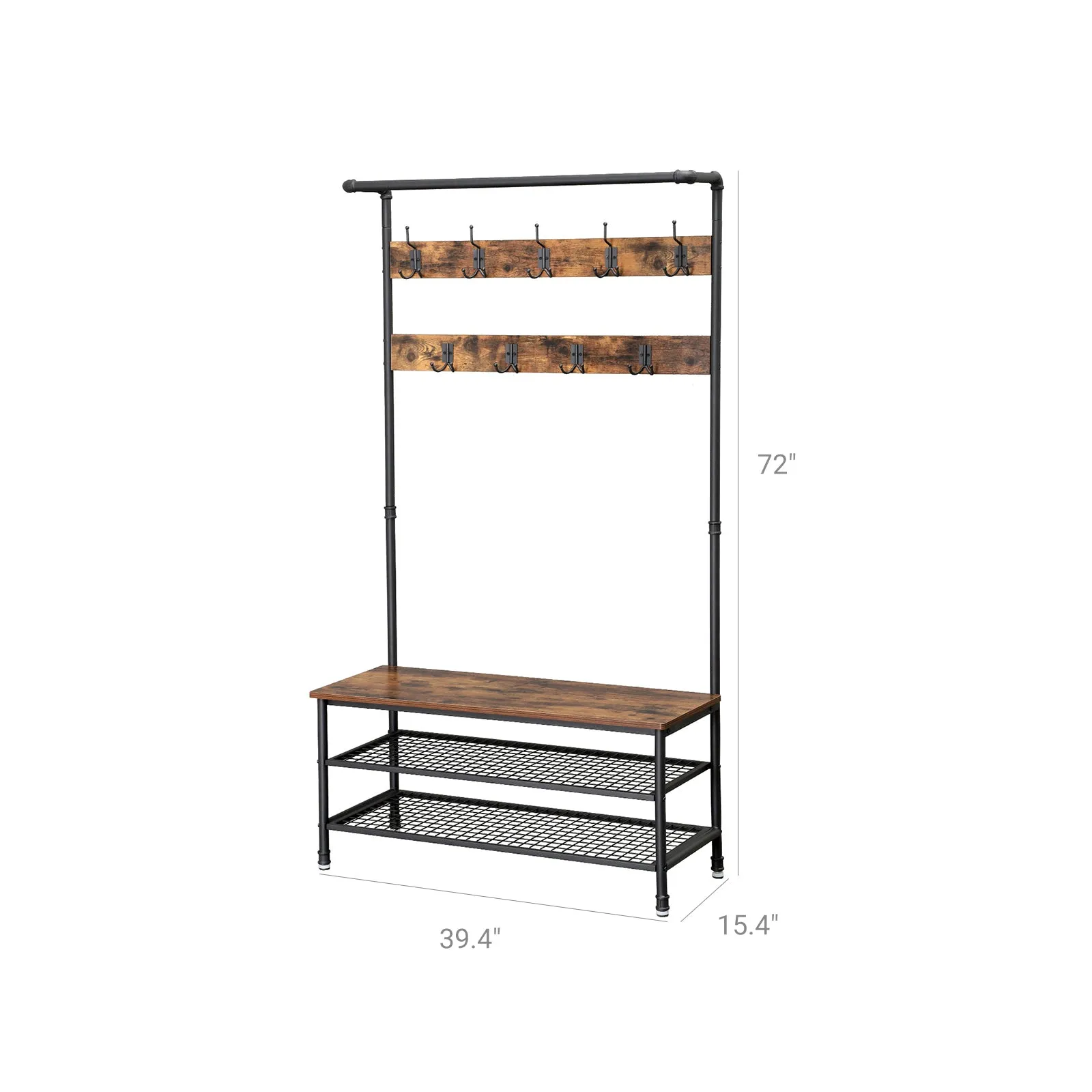 Industrial Coat Rack Storage Bench