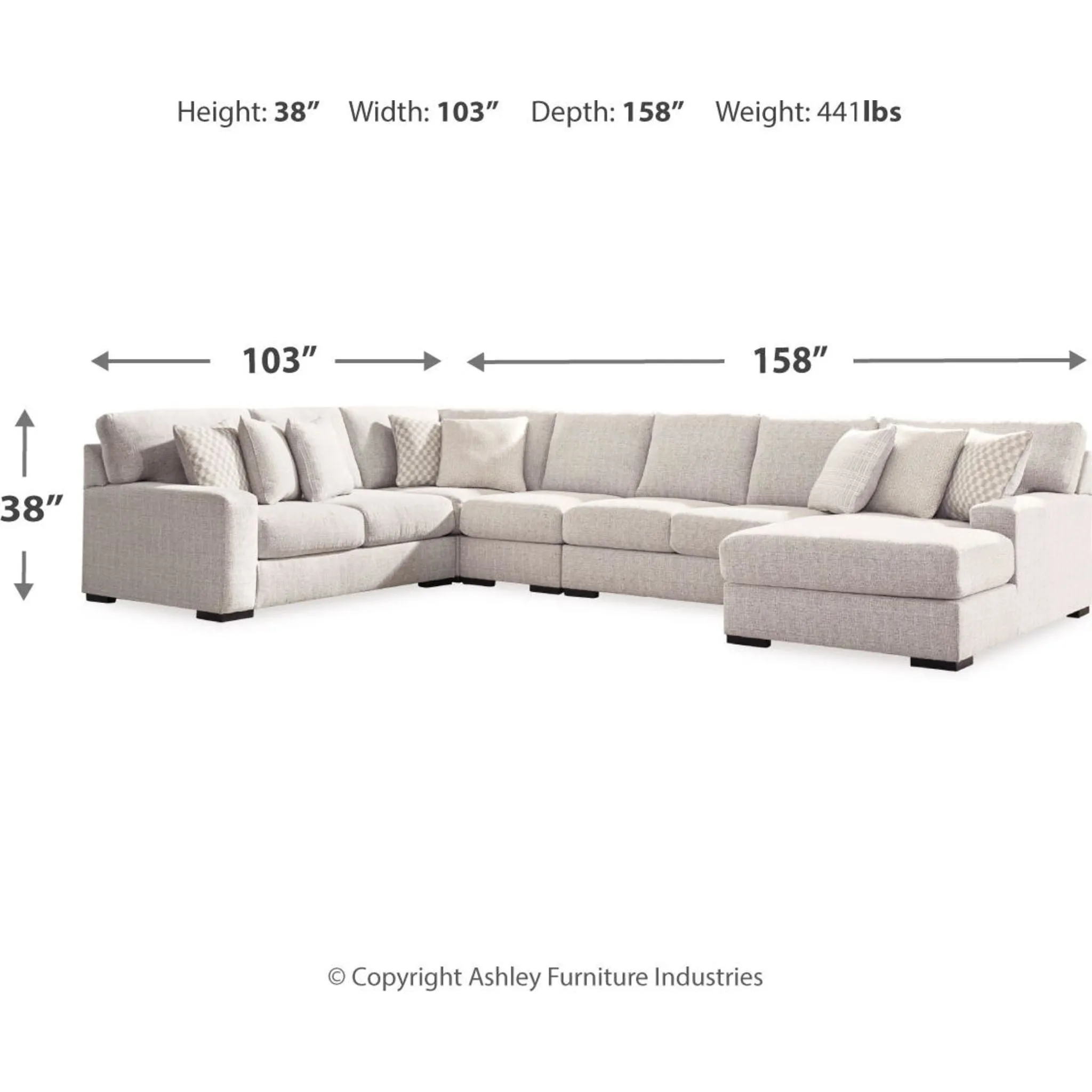 Larce-Exclusive 5 Piece Sectional with Chaise