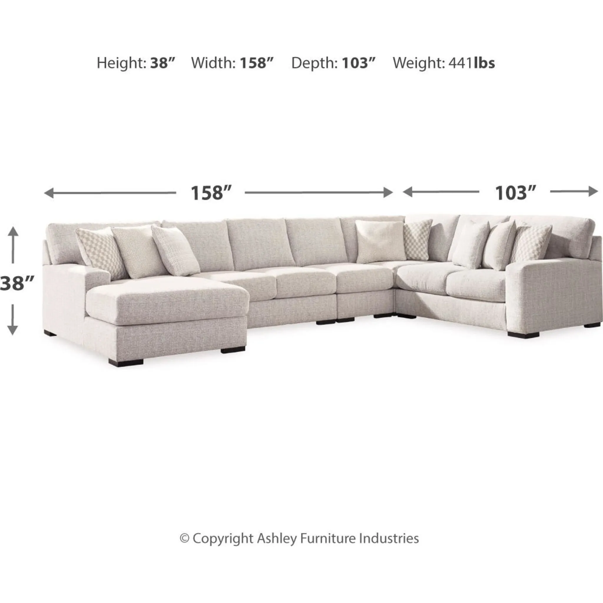 Larce-Exclusive 5 Piece Sectional with Chaise
