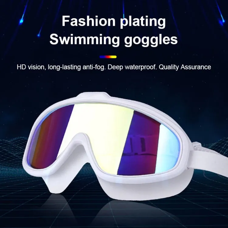 Liquid Silicone Swimming Equipment HD Anti-fog Comfortable Electroplated Swimming Goggles(White Gold Plated)