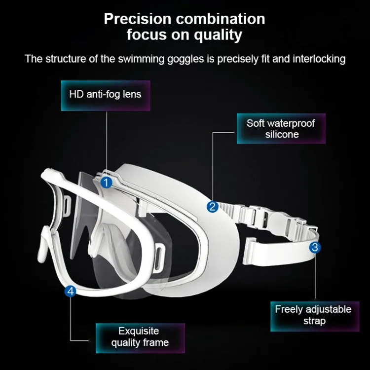 Liquid Silicone Swimming Equipment HD Anti-fog Comfortable Electroplated Swimming Goggles(White Gold Plated)