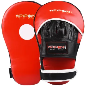 MAR-199 | Red Black Genuine Leather Large Curved Focus Mitts