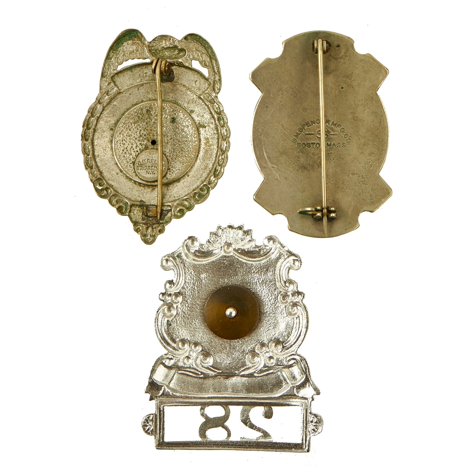 Original U.S. Law Enforcement & Fire Department Cap / Chest Badge Insignia Grouping - 7 Items