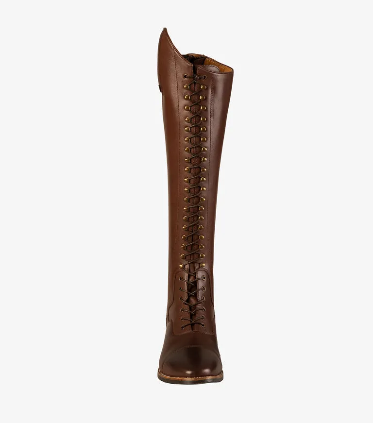 Premier Equine Maurizia Ladies Lace Front Tall Leather Riding Boots - Brown