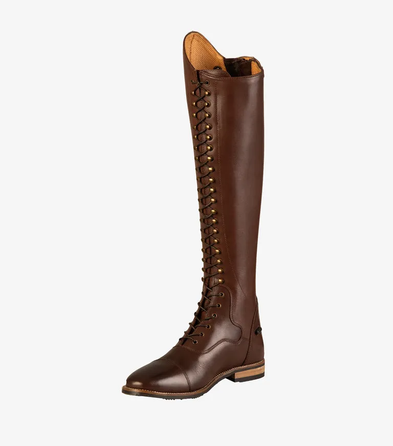 Premier Equine Maurizia Ladies Lace Front Tall Leather Riding Boots - Brown