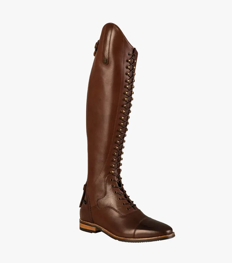 Premier Equine Maurizia Ladies Lace Front Tall Leather Riding Boots - Brown