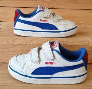 Puma Low Leather Kids Trainers UK6/US7C/EU23 357680 15 White/Blue/Red
