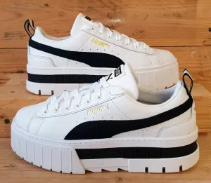 Puma Mayze Low Leather Trainers UK4/US6.5/EU37 381983-01 White/Black/Gold