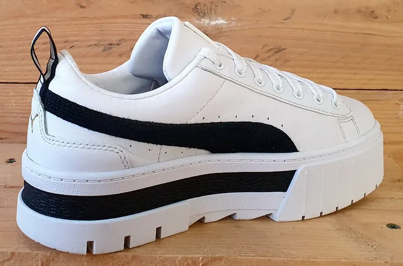 Puma Mayze Low Leather Trainers UK4/US6.5/EU37 381983-01 White/Black/Gold