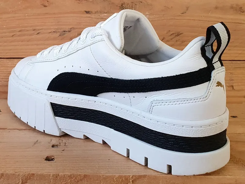 Puma Mayze Low Leather Trainers UK4/US6.5/EU37 381983-01 White/Black/Gold