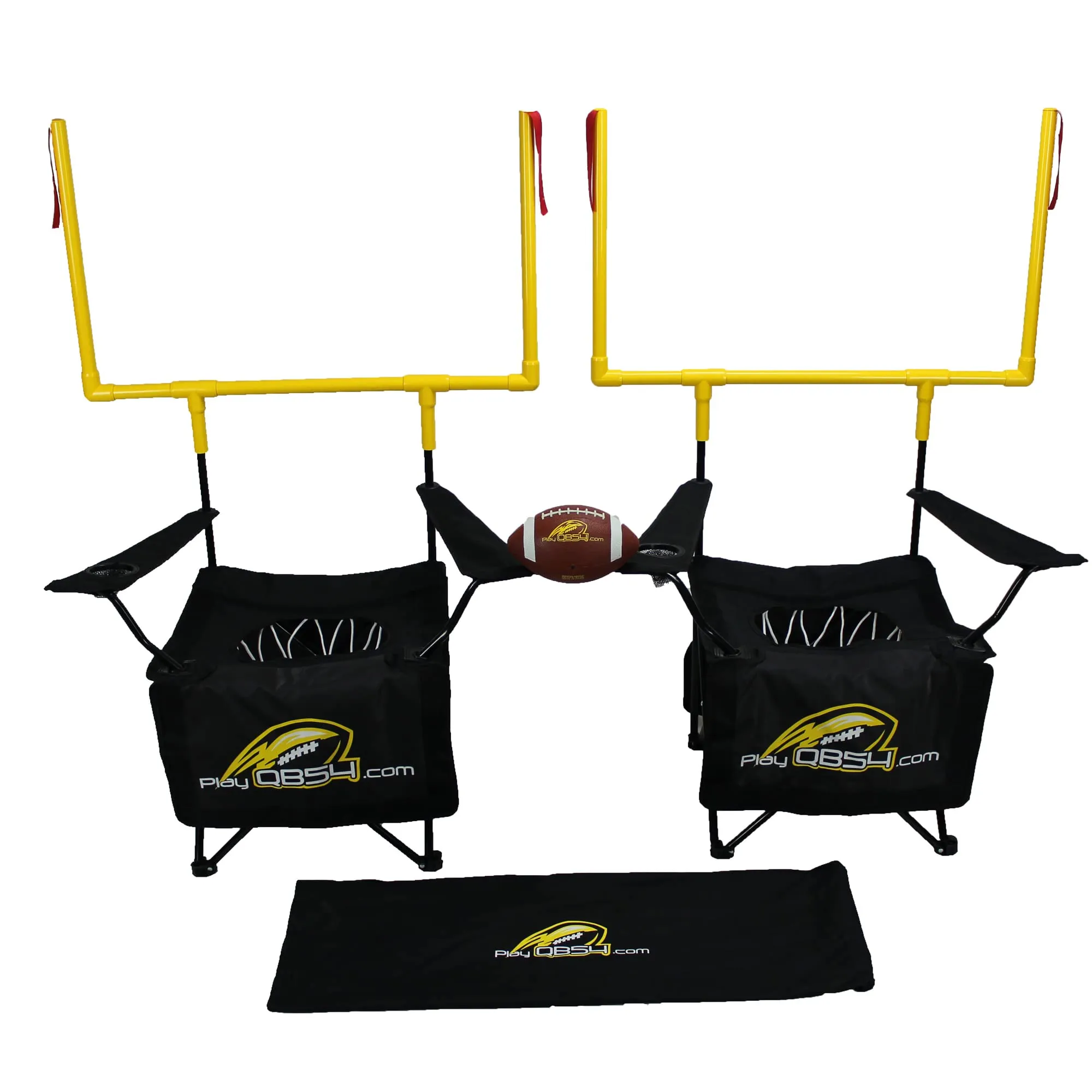 QB54 - The Ultimate Football Yard Game Set, Outdoor Football Toss for Tailgating, Backyard, Beach, Park, Tournaments, Sports Training, Score Touchdowns, Kick Field Goals (Black Game Set)