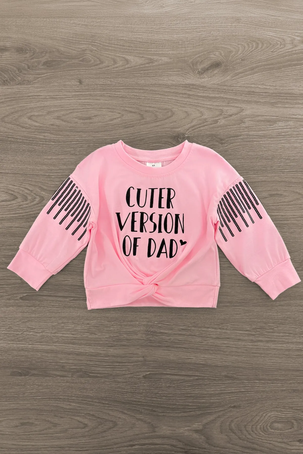 "Cuter Version Of Dad" Velvet Sequin Bell Bottom Set