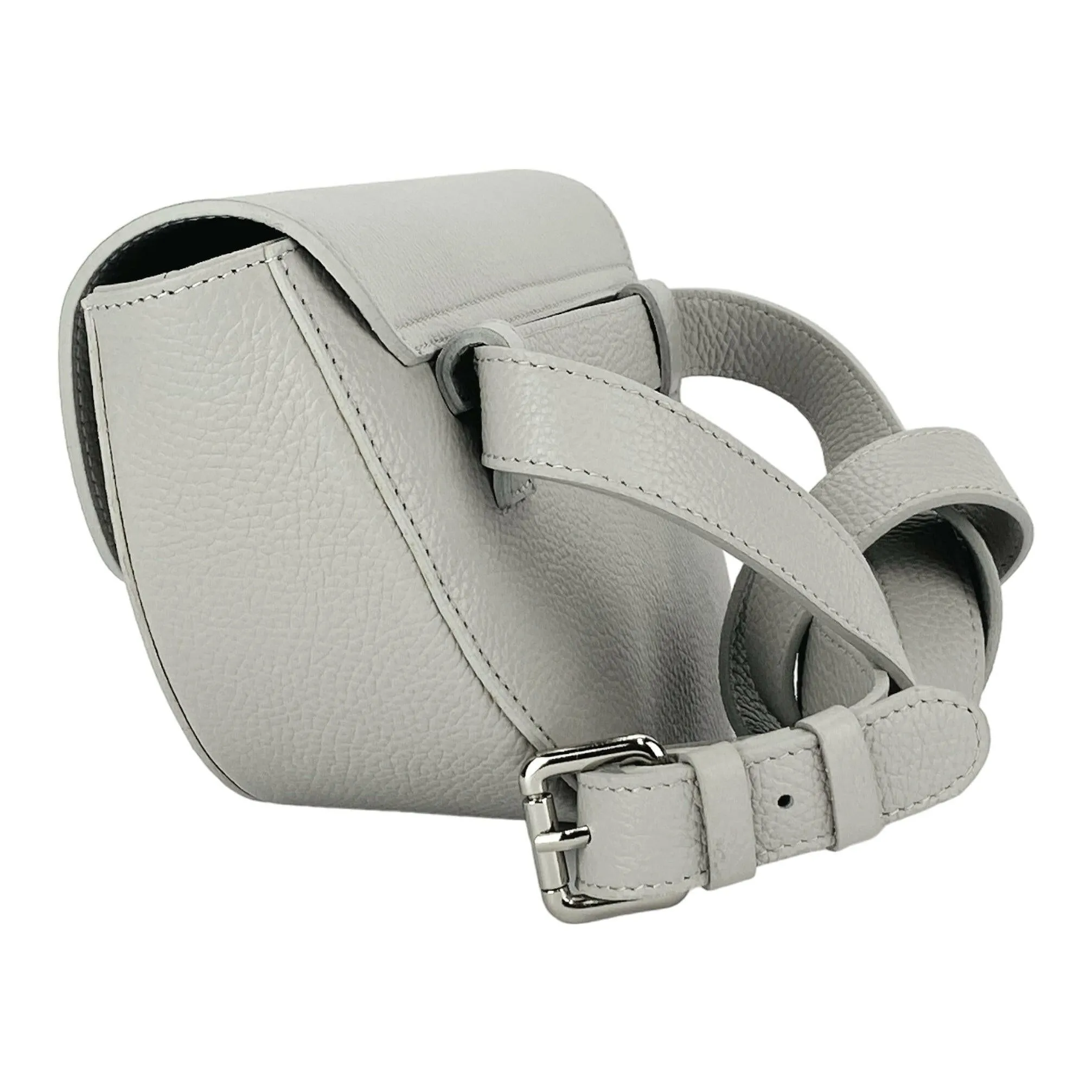 RB1027BO | Women's rounded crossbody bag in genuine leather Made in Italy. Removable and adjustable leather shoulder strap. Polished Nickel Accessories - Ice Color - Dimensions: 25 x 15 x 9 cm