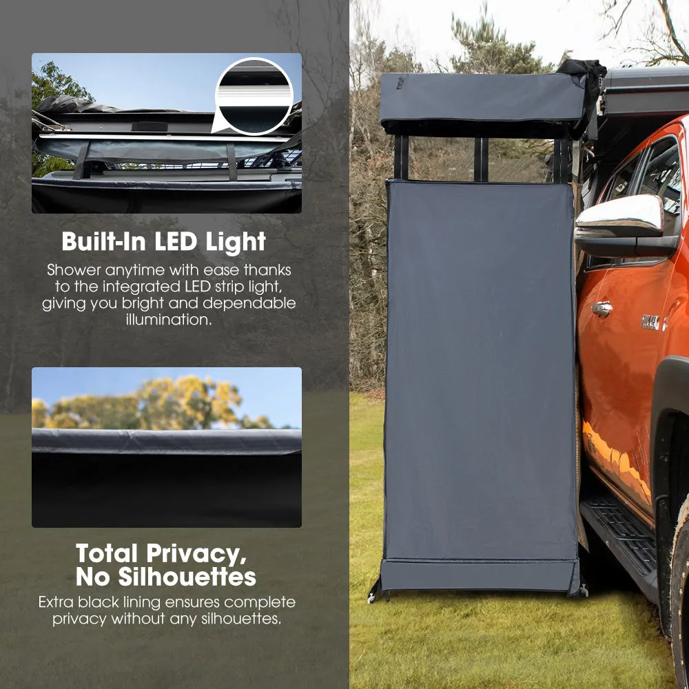 San Hima Shower Tent Awning Fold-Out Instant Ensuite Built-in LED Camping Change