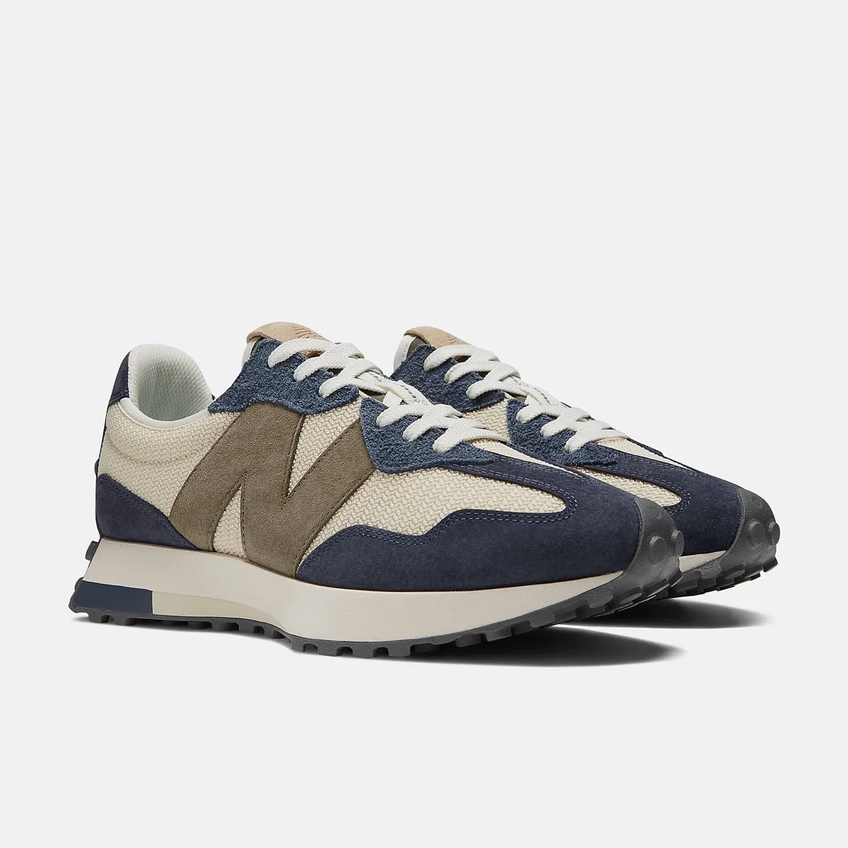 Scarpe Uomo NEW BALANCE Sneakers 327 in Mesh e Suede colore Bone Blue e Brown