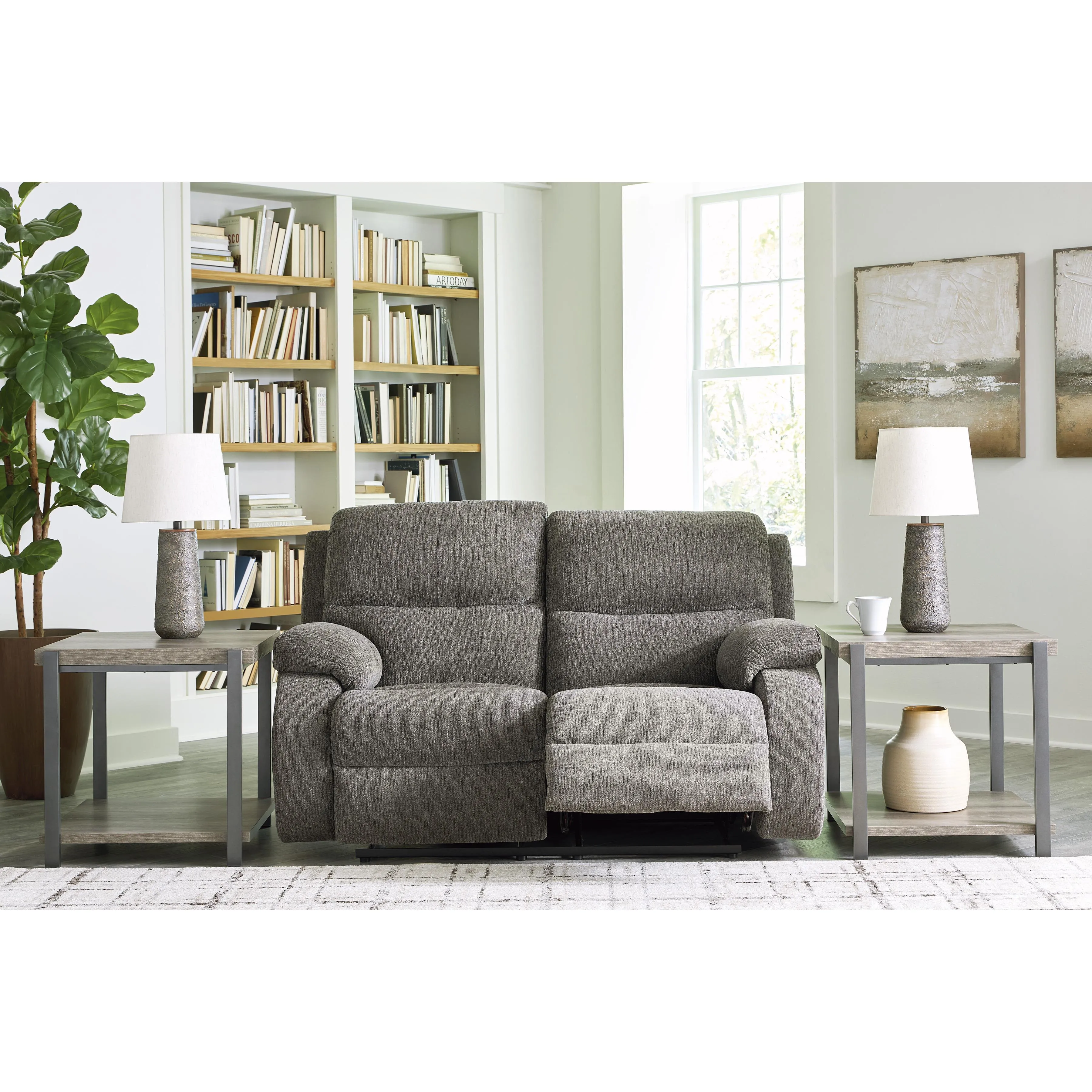 Signature Design by Ashley Scranto Reclining Fabric Loveseat 6650286C