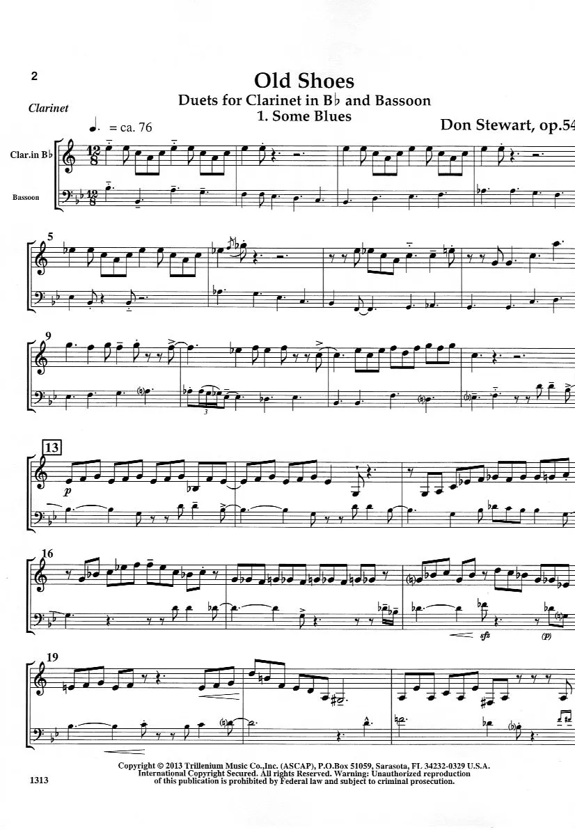 Stewart, Don % Old Shoes, op. 54 (performance scores) - CL/BSN