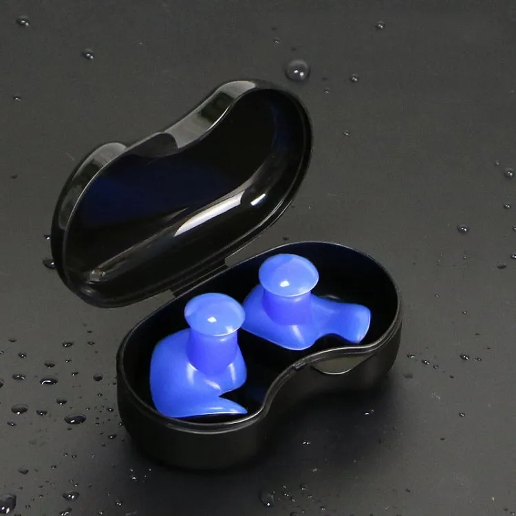 Swimming Waterproof Spiral Silicone Earplugs(Blue)