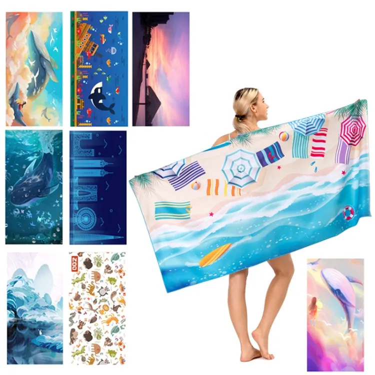 SY004 Resort Seaside Portable Diving Printed Microfiber Beach Towel(Ocean World)