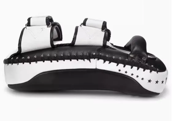 TOP KING TKKPE-CV MUAY THAI BOXING MMA EXTREME KICK PADS M-L Leather Black White