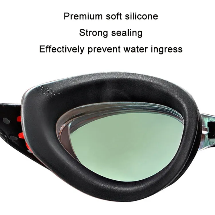 WAVE Electroplating HD Anti-fog Myopia Swimming Glasses, Color: Blue Red Optical