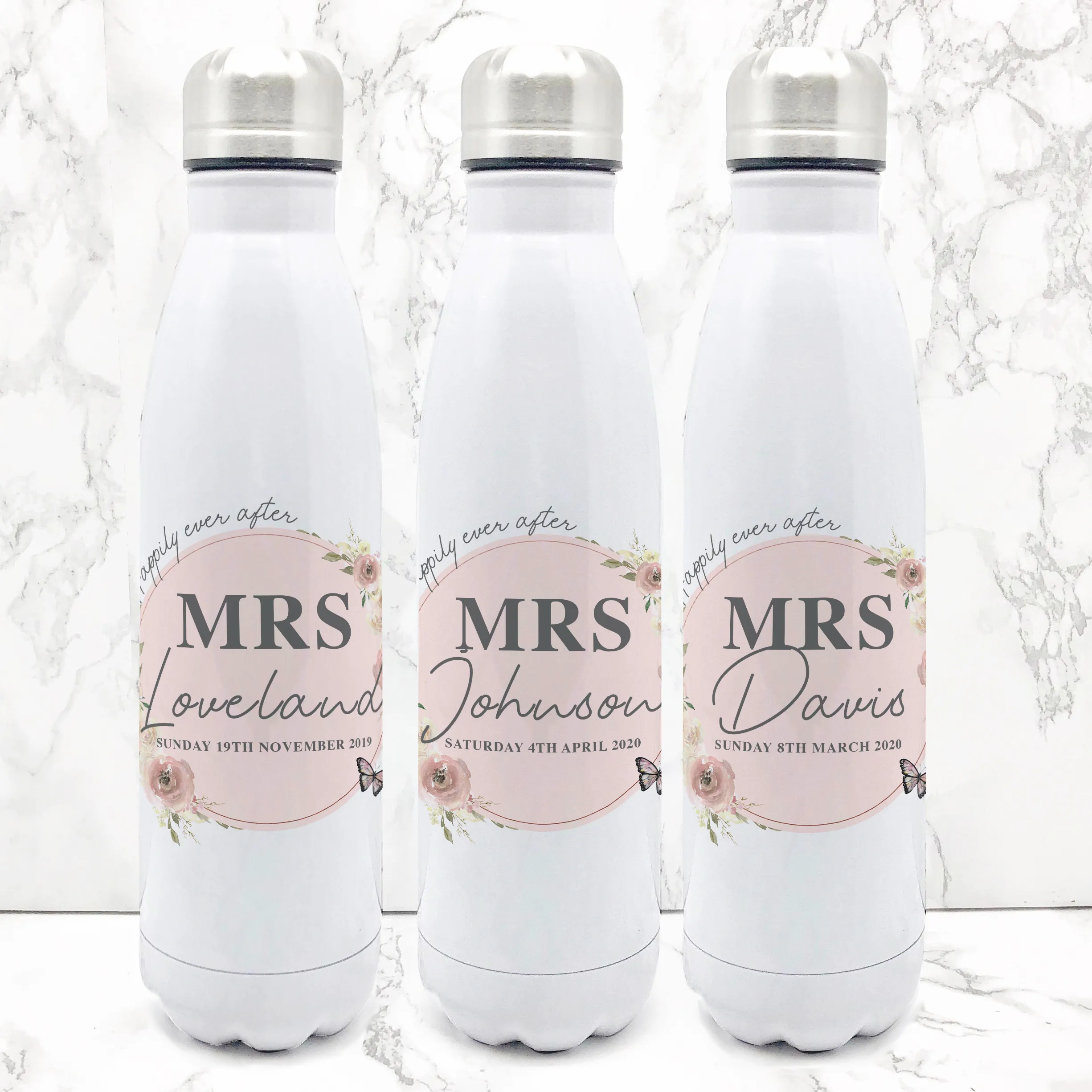 Wedding Happily Ever After Personalised Travel Flask Bride & Groom