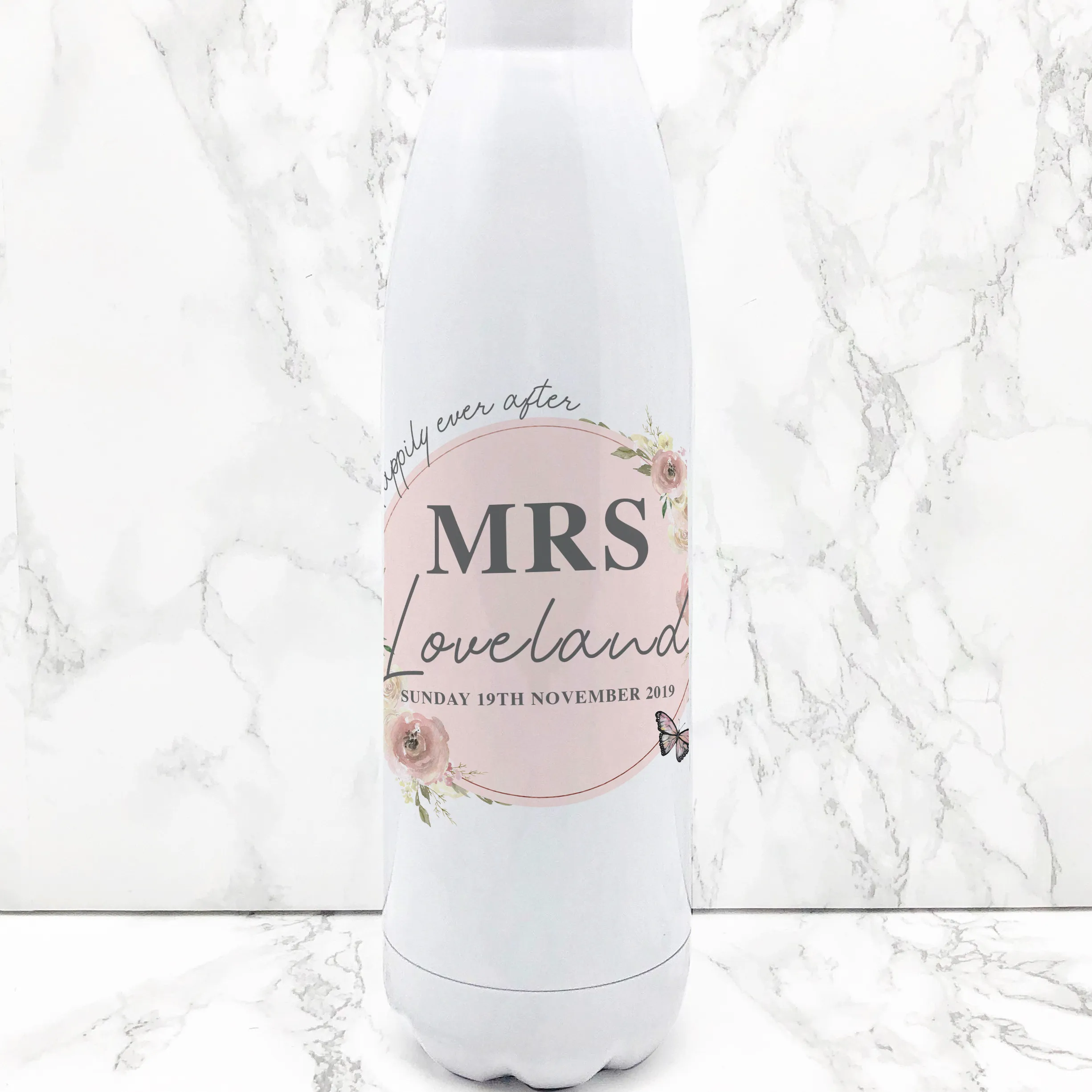 Wedding Happily Ever After Personalised Travel Flask Bride & Groom