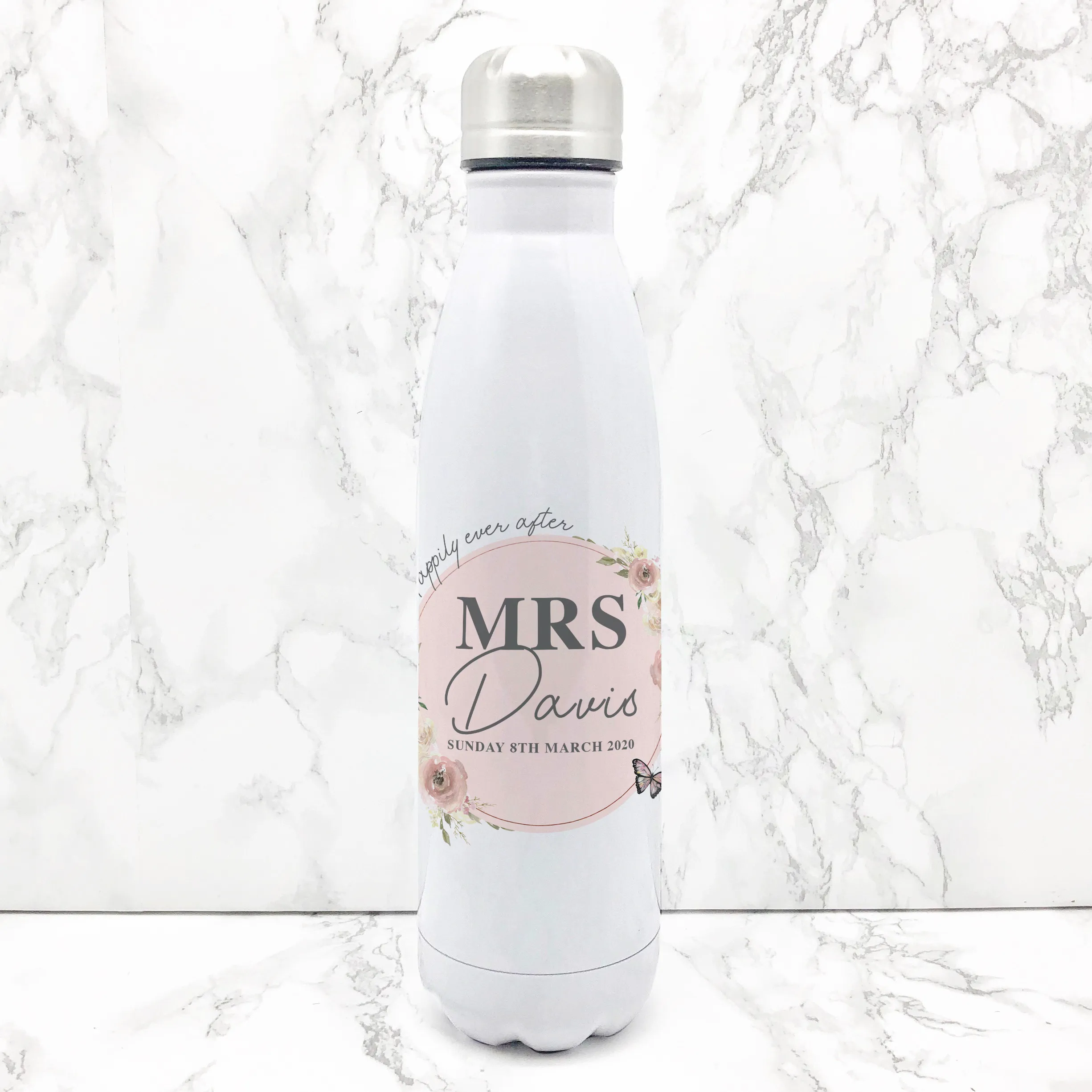 Wedding Happily Ever After Personalised Travel Flask Bride & Groom