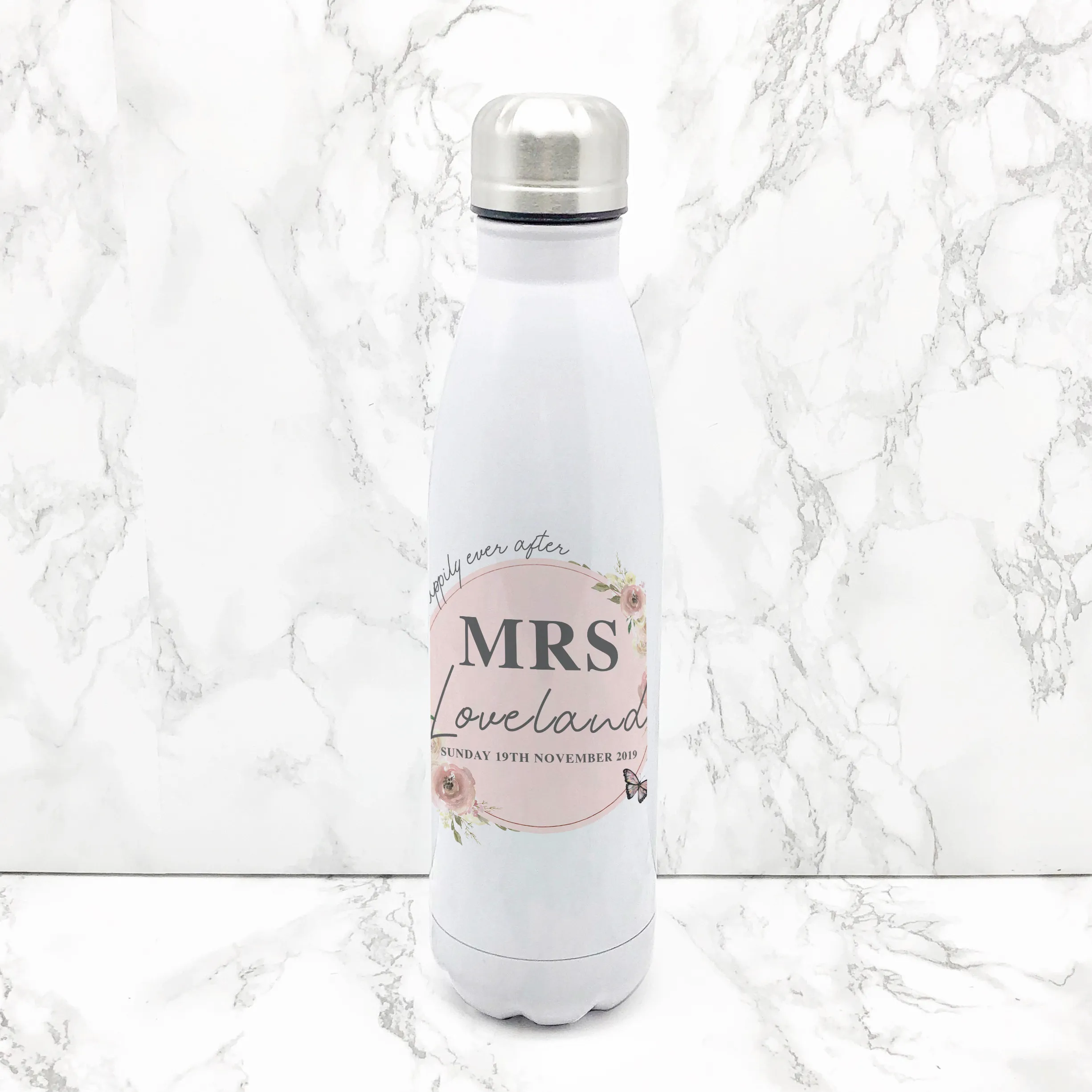 Wedding Happily Ever After Personalised Travel Flask Bride & Groom